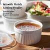 imageDOWAN Ramekins 8 oz Oven Safe with Lids Creme Brulee Ramekins Bowls Porcelain Ramiken Souffle Dishes Custard Cups for Baking Small Bowls for Pudding Dip Sauces Charcuterie Dessert White Set of 68 oz