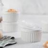 imageDOWAN Ramekins 8 oz Oven Safe with Lids Creme Brulee Ramekins Bowls Porcelain Ramiken Souffle Dishes Custard Cups for Baking Small Bowls for Pudding Dip Sauces Charcuterie Dessert White Set of 64 oz
