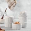 imageDOWAN Ramekins 8 oz Oven Safe with Lids Creme Brulee Ramekins Bowls Porcelain Ramiken Souffle Dishes Custard Cups for Baking Small Bowls for Pudding Dip Sauces Charcuterie Dessert White Set of 66 oz