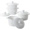 imageDOWAN 7 oz Ramekins with Lids Oven Safe Creme Brulee Ramekins with Cover and Handle Stackable Ceramic Bowls for Baking Pudding Dipping Souffle Dish Set of 4 White15 OZ