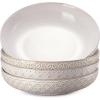 imageDOWAN 975quot Pasta Bowls Set of 4 with Embossed Reactive Glaze 56oz Large Shallow White Ceramic Salad Bowls Wide Dinner Bowls for Pasta Soup ampamp Stew Microwave ampamp Dishwasher Safe Housewarming Gift85 Pasta Bowls Set of 4
