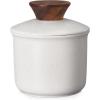 imageDOWAN French Butter Crock for Countertop Ceramic Butter Dish with Waterline Porcelain Butter Container for Spreadable Soft Butter French Butter Dish with LidGray