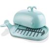 imageDOWAN Porcelain Butter Dish With Cutting Measuring Line Large Whale Butter Dish with Cover of Nonslip Design Ceramic Butter Dishes with Handle for EastWest Coast Butter WhiteTurquoise