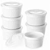 imageDOWAN Ramekins 8 oz Oven Safe with Lids Creme Brulee Ramekins Bowls Porcelain Ramiken Souffle Dishes Custard Cups for Baking Small Bowls for Pudding Dip Sauces Charcuterie Dessert White Set of 68 oz