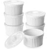 imageDOWAN Ramekins 8 oz Oven Safe with Lids Creme Brulee Ramekins Bowls Porcelain Ramiken Souffle Dishes Custard Cups for Baking Small Bowls for Pudding Dip Sauces Charcuterie Dessert White Set of 610 oz