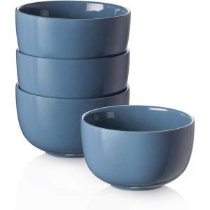 imageDOWAN 58quot Deep Soup Bowls ampamp Cereal Bowls  30 Ounces Large Bowls Set of 4 for Kitchen  White Ceramic Bowls for Cereal Soup Oatmeal Salad Ramen Noodle Rice  Dishwasher ampamp Oven SafeAiry Blue
