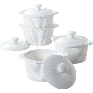 imageDOWAN 7 oz Ramekins with Lids Oven Safe Creme Brulee Ramekins with Cover and Handle Stackable Ceramic Bowls for Baking Pudding Dipping Souffle Dish Set of 4 White15 OZ