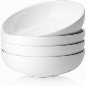 imageDOWAN Pasta Bowls 47 oz Large Salad Bowls 25quot Deep Soup Bowls Porcelain Serving Bowls Set of 4 Big Kitchen Dinner Bowl Plates Pasta Plates Microwave ampamp Dishwasher Safe Creamy White
