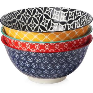imageDOWAN Serving Bowls White Ceramic Large Salad Bowl Set 50oz Soup Bowl Party and Buffet Bowls for Pasta Pho Ramen Stackable and Microwave Safe Versatile Centerpiece for Kitchen or Entryway Table