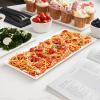 imageDOWAN 145quot Rectangular Plates Set of 4  Long Serving Trays for Sushi Pasta Chips Appetizer Cake  White Ceramic Rectangle Platter for Party Restaurant Banquet  Dishwasher ampamp Oven Safe145 Inches
