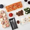 imageDOWAN 145quot Rectangular Plates Set of 4  Long Serving Trays for Sushi Pasta Chips Appetizer Cake  White Ceramic Rectangle Platter for Party Restaurant Banquet  Dishwasher ampamp Oven Safe145 Inches