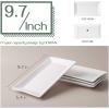 imageDOWAN 145quot Rectangular Plates Set of 4  Long Serving Trays for Sushi Pasta Chips Appetizer Cake  White Ceramic Rectangle Platter for Party Restaurant Banquet  Dishwasher ampamp Oven Safe97Inches