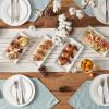 imageDOWAN 145quot Rectangular Plates Set of 4  Long Serving Trays for Sushi Pasta Chips Appetizer Cake  White Ceramic Rectangle Platter for Party Restaurant Banquet  Dishwasher ampamp Oven Safe12Inches
