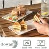 imageDOWAN 145quot Rectangular Plates Set of 4  Long Serving Trays for Sushi Pasta Chips Appetizer Cake  White Ceramic Rectangle Platter for Party Restaurant Banquet  Dishwasher ampamp Oven Safe12Inches