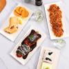 imageDOWAN 145quot Rectangular Plates Set of 4  Long Serving Trays for Sushi Pasta Chips Appetizer Cake  White Ceramic Rectangle Platter for Party Restaurant Banquet  Dishwasher ampamp Oven Safe12Inches