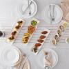 imageDOWAN 14quot Sushi Plate Set of 4  Long Rectangle Plates and Cracker Trays for Serving  White Ceramic Platters for Party and Entertaining  Dishwasher ampamp Oven Safe