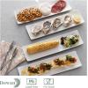 imageDOWAN 14quot Sushi Plate Set of 4  Long Rectangle Plates and Cracker Trays for Serving  White Ceramic Platters for Party and Entertaining  Dishwasher ampamp Oven Safe