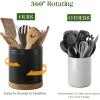 imageDOWAN 360 Rotating Extra Large Cooking Utensil Holder 76quot Kitchen Utensil Holder for Countertop Utensil Crock for Farmhouse Kitchen Decor Ceramic Stable Utensil Caddy WhiteMatte Black