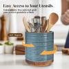 imageDOWAN 360 Rotating Extra Large Cooking Utensil Holder 76quot Kitchen Utensil Holder for Countertop Utensil Crock for Farmhouse Kitchen Decor Ceramic Stable Utensil Caddy WhiteBlue