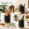 imageDOWAN 360 Rotating Extra Large Cooking Utensil Holder 76quot Kitchen Utensil Holder for Countertop Utensil Crock for Farmhouse Kitchen Decor Ceramic Stable Utensil Caddy WhiteMatte Black