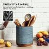 imageDOWAN 360 Rotating Extra Large Cooking Utensil Holder 76quot Kitchen Utensil Holder for Countertop Utensil Crock for Farmhouse Kitchen Decor Ceramic Stable Utensil Caddy WhiteBlue