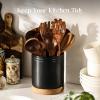 imageDOWAN 360 Rotating Extra Large Cooking Utensil Holder 76quot Kitchen Utensil Holder for Countertop Utensil Crock for Farmhouse Kitchen Decor Ceramic Stable Utensil Caddy WhiteMatte Black