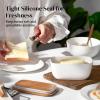 imageDOWAN 65quot Large Butter Dish  Ceramic Butter Dish with Lid for Countertop  White Butter Keeper Holds Up to 3 Sticks  Butter Holder and Container with HighQuality Silicone SealingWhite