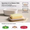 imageDOWAN 65quot Large Butter Dish  Ceramic Butter Dish with Lid for Countertop  White Butter Keeper Holds Up to 3 Sticks  Butter Holder and Container with HighQuality Silicone SealingWhite