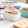 imageDOWAN 65quot Large Butter Dish  Ceramic Butter Dish with Lid for Countertop  White Butter Keeper Holds Up to 3 Sticks  Butter Holder and Container with HighQuality Silicone SealingWhite