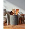 imageDOWAN 72 Extra Large Kitchen Utensil Holder  Farmhouse Utensil Holder for Countertop  Ceramic Utensil Crock with Protection Cork Mat  Kitchen Decor ampamp Housewarming Gift GreyGrey