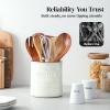 imageDOWAN 72 Extra Large Kitchen Utensil Holder  Farmhouse Utensil Holder for Countertop  Ceramic Utensil Crock with Protection Cork Mat  Kitchen Decor ampamp Housewarming Gift GreyWhite