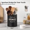 imageDOWAN 72 Extra Large Kitchen Utensil Holder  Farmhouse Utensil Holder for Countertop  Ceramic Utensil Crock with Protection Cork Mat  Kitchen Decor ampamp Housewarming Gift GreyMatte Black