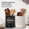 imageDOWAN 72 Extra Large Kitchen Utensil Holder  Farmhouse Utensil Holder for Countertop  Ceramic Utensil Crock with Protection Cork Mat  Kitchen Decor ampamp Housewarming Gift GreyMatte Black