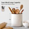 imageDOWAN 72 Extra Large Kitchen Utensil Holder  Farmhouse Utensil Holder for Countertop  Ceramic Utensil Crock with Protection Cork Mat  Kitchen Decor ampamp Housewarming Gift GreyWhite