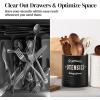 imageDOWAN 72 Extra Large Kitchen Utensil Holder  Farmhouse Utensil Holder for Countertop  Ceramic Utensil Crock with Protection Cork Mat  Kitchen Decor ampamp Housewarming Gift GreyMatte Black