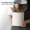 imageDOWAN 72 Extra Large Kitchen Utensil Holder  Farmhouse Utensil Holder for Countertop  Ceramic Utensil Crock with Protection Cork Mat  Kitchen Decor ampamp Housewarming Gift GreyWhite