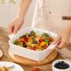 imageDOWAN 8x8 Baking dish Square Baking Pan Ceramic Casserole Dishes for Oven Cake Pan with Handle for Brownie Lasagna Casserole 2 Quart Home Gift Airy BlueWhite