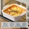 imageDOWAN 8x8 Baking dish Square Baking Pan Ceramic Casserole Dishes for Oven Cake Pan with Handle for Brownie Lasagna Casserole 2 Quart Home Gift Airy BlueWhite