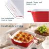 imageDOWAN 8x8 Baking dish Square Baking Pan Ceramic Casserole Dishes for Oven Cake Pan with Handle for Brownie Lasagna Casserole 2 Quart Home Gift Airy BlueRed
