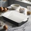 imageDOWAN 8x8 Baking dish Square Baking Pan Ceramic Casserole Dishes for Oven Cake Pan with Handle for Brownie Lasagna Casserole 2 Quart Home Gift Airy BlueBlack