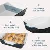 imageDOWAN 8x8 Baking dish Square Baking Pan Ceramic Casserole Dishes for Oven Cake Pan with Handle for Brownie Lasagna Casserole 2 Quart Home Gift Airy BlueBlack