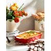 imageDOWAN 8x8 Baking dish Square Baking Pan Ceramic Casserole Dishes for Oven Cake Pan with Handle for Brownie Lasagna Casserole 2 Quart Home Gift Airy BlueRed