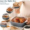 imageDOWAN 8x8 Baking dish Square Baking Pan Ceramic Casserole Dishes for Oven Cake Pan with Handle for Brownie Lasagna Casserole 2 Quart Home Gift Airy BlueAiry Blue