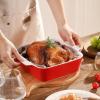 imageDOWAN 8x8 Baking dish Square Baking Pan Ceramic Casserole Dishes for Oven Cake Pan with Handle for Brownie Lasagna Casserole 2 Quart Home Gift Airy BlueRed