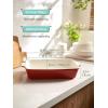 imageDOWAN 8x8 Baking dish Square Baking Pan Ceramic Casserole Dishes for Oven Cake Pan with Handle for Brownie Lasagna Casserole 2 Quart Home Gift Airy BlueRed