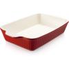 imageDOWAN 8x8 Baking dish Square Baking Pan Ceramic Casserole Dishes for Oven Cake Pan with Handle for Brownie Lasagna Casserole 2 Quart Home Gift Airy BlueRed