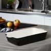 imageDOWAN 8x8 Baking dish Square Baking Pan Ceramic Casserole Dishes for Oven Cake Pan with Handle for Brownie Lasagna Casserole 2 Quart Home Gift Airy BlueBlack