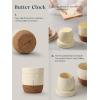 imageDOWAN Butter Crock Butter Dish With Lid For Countertop Butter Keeper with Cork Bottom and Time Record Line Ceramic French Butter Crock with Waterline for Spreadable Butter Home Decor Gift Beige