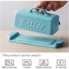 imageDOWAN Butter Dish with Lid and Knife Butter Dish with Cutting Measurements and Humanized Knife Handle for East West Coast Butter Ceramic Butter Dish with Lid for Countertop Wedding Gifts TurquoiseBlue
