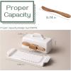 imageDOWAN Butter Dish with Lid and Knife Butter Dish with Cutting Measurements and Humanized Knife Handle for East West Coast Butter Ceramic Butter Dish with Lid for Countertop Wedding Gifts TurquoiseWhite